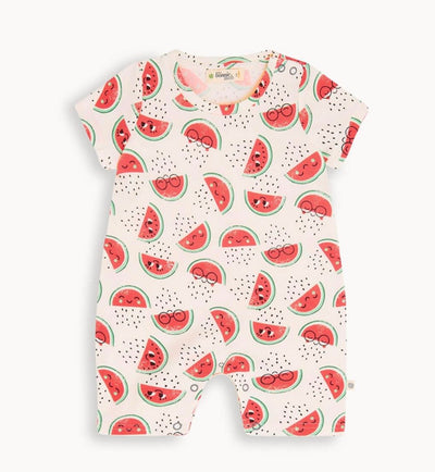 Baby Boy Organic Cotton Shorty Playsuit | Watermelon Print | The Bonnie Mob