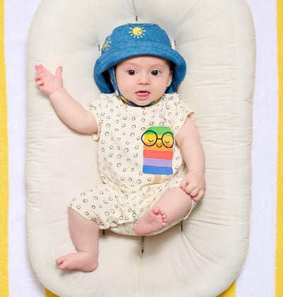 Baby Unisex Organic Cotton Applique Shorty Playsuit | Lolly | The Bonnie Mob