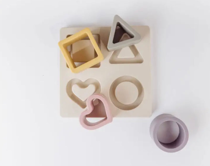 Baby Toys Silicone Shape Puzzle | Mauve | Three Hearts Modern Teething Accessories