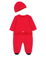 Footed Onesie and Hat Set | Baby Girl First Christmas With Bear and Ruffle Details | Little Me - The Ridge Kids
