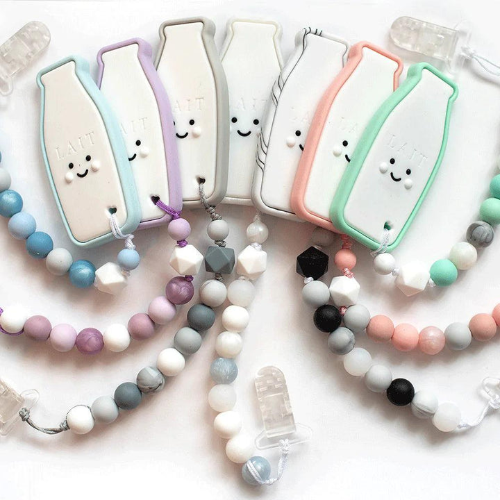 Teether with Clip | Milk Bottle- assorted | Baby Boos Teethers - The Ridge Kids