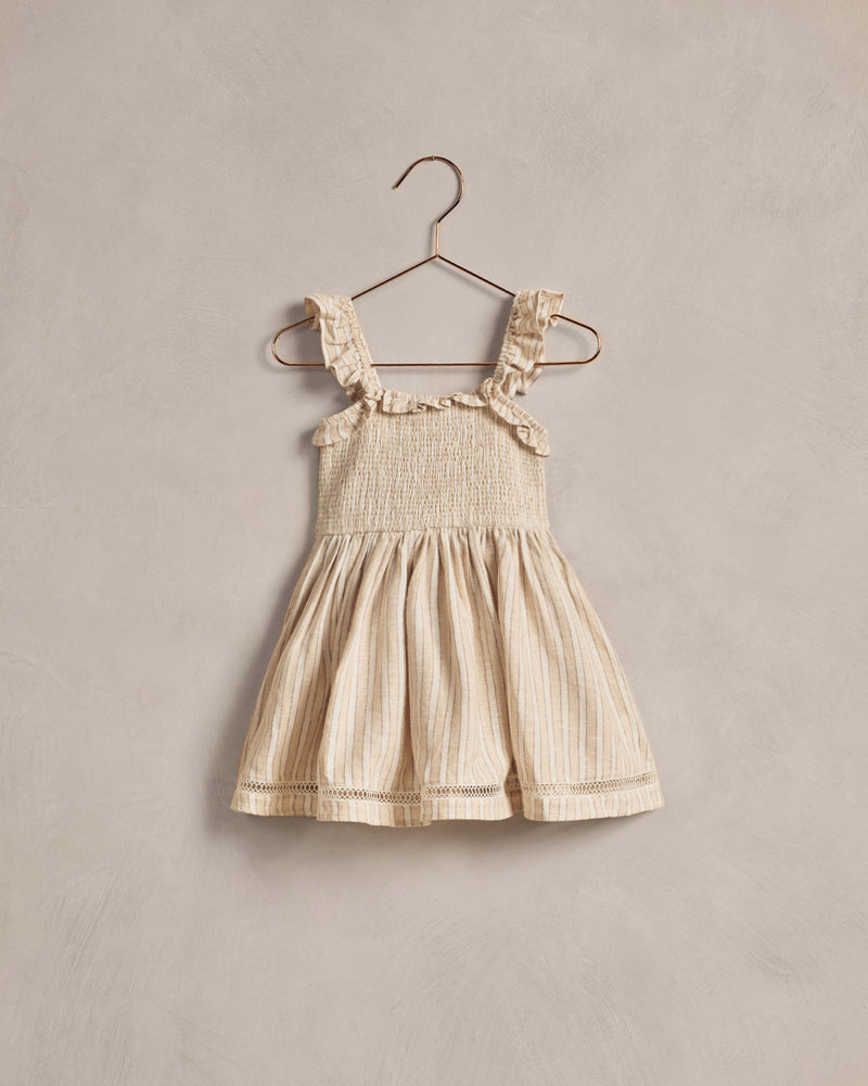 Girls Birdie Dress | Ecru/Cafe Stripe | Noralee