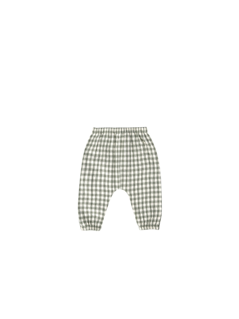 Woven Pant | Sea Green Gingham | Quincy Mae