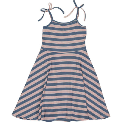 Girls Cotton Striped Tori Dress | Blue Rib Stripe | Vignette - The Ridge Kids