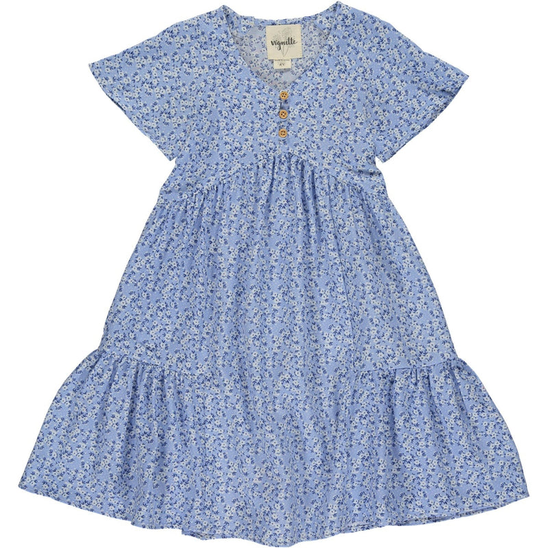 Girls Cotton Wanda Dress | Blue Ditsy Floral | Vignette - The Ridge Kids