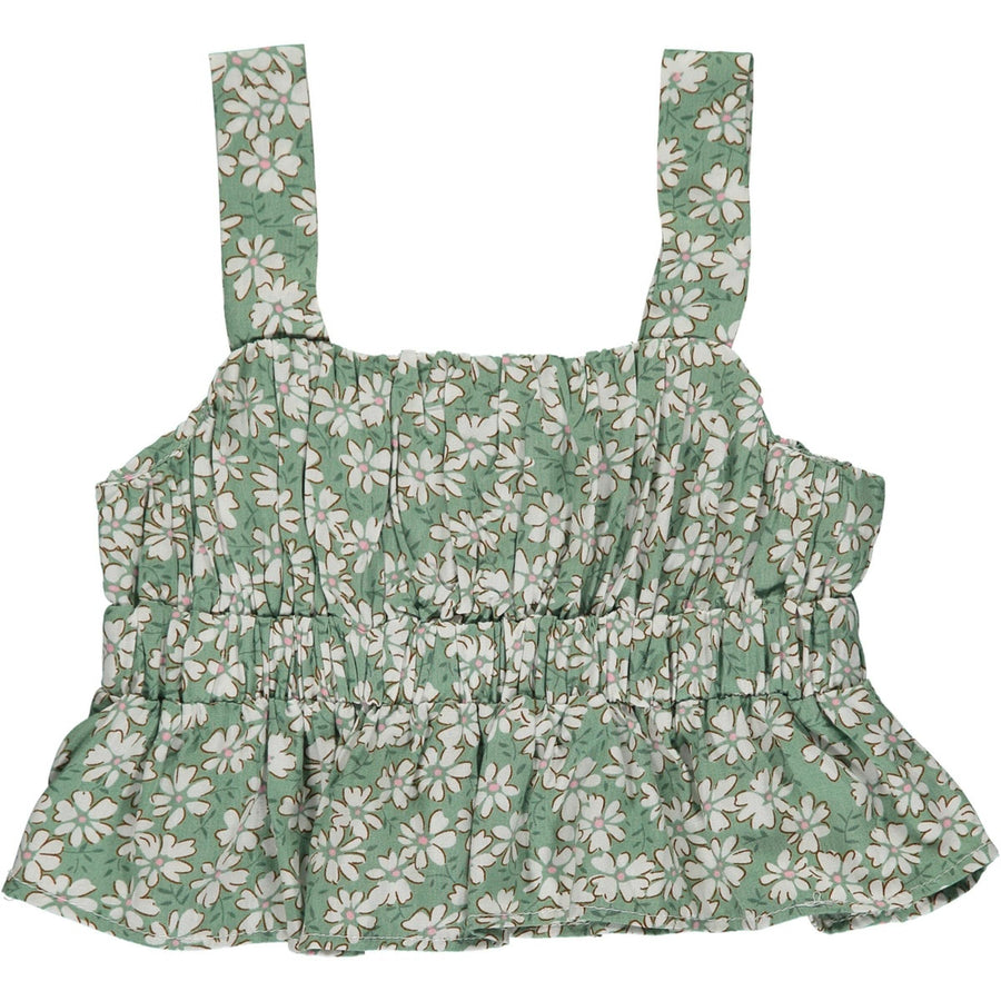 Girls Cotton Samira Top | Green Daisy | Vignette - The Ridge Kids