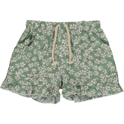 Girls Cotton Brynlee Ruffle Shorts | Green Daisy | Vignette - The Ridge Kids