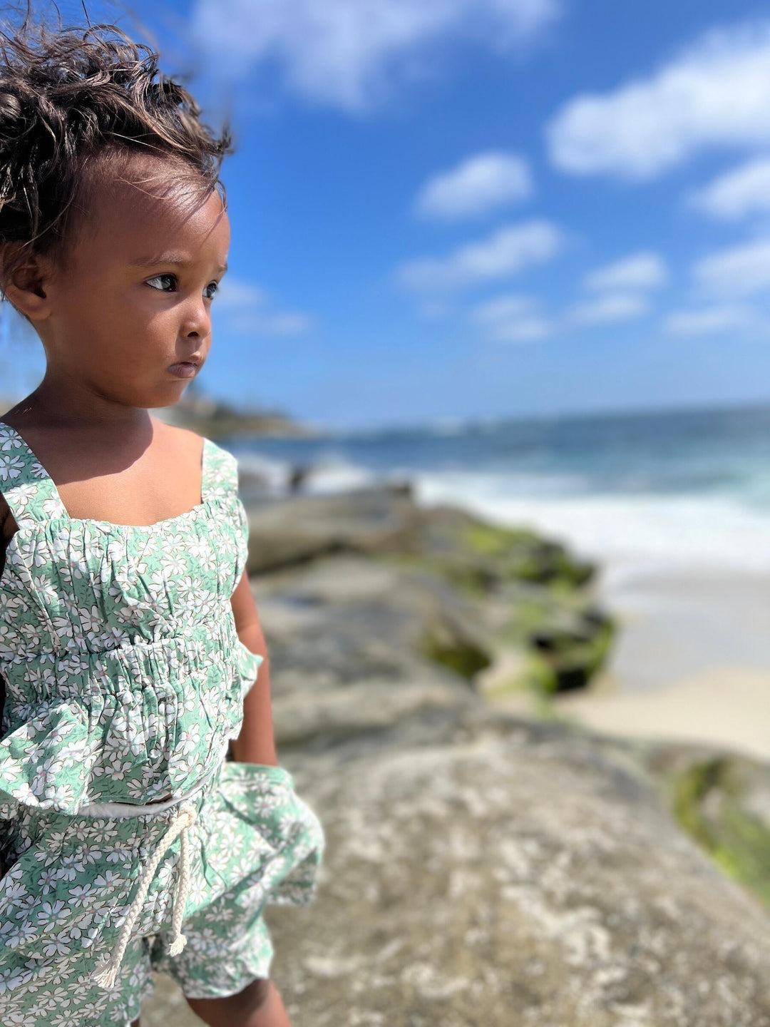 Girls Cotton Brynlee Ruffle Shorts | Green Daisy | Vignette - The Ridge Kids