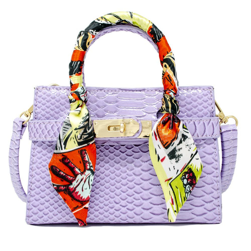Handbag | Patent Crocodile Scarf - Lavender | Tiny Treats and Zomi Gems