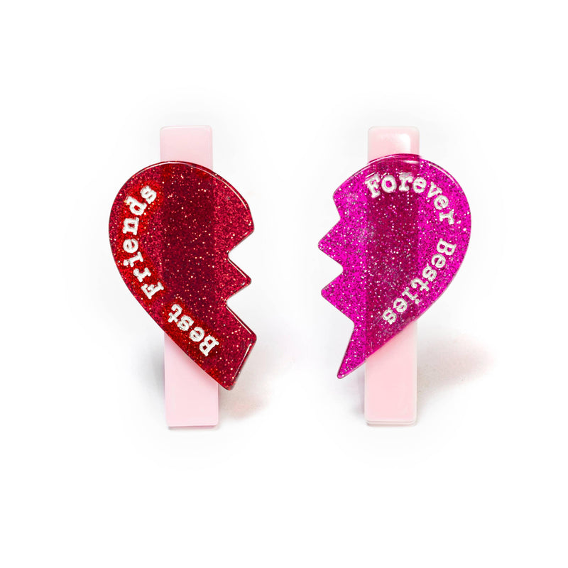 Alligator Clips | Valentines -Heart Split Glitter Red/Pink| Lilies and Roses NY - The Ridge Kids