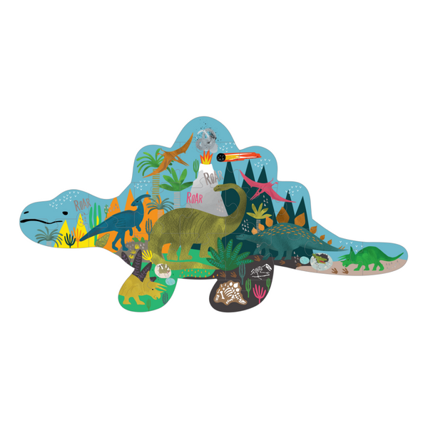 Kids Puzzle | Dino 20pc "Dinosaur" Shaped Jigsaw | Floss and Rock