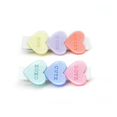 Alligator Clip Set | Candy Hearts- Pastel Pearlized | Lilies and Roses NY - The Ridge Kids