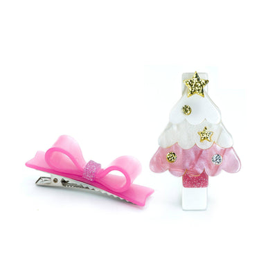 Alligator Clip Set | Christmas Tree Pink & Bowtie | Lilies and Roses NY - The Ridge Kids