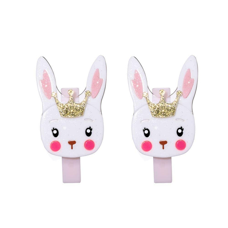 Alligator Clips | Cute White Bunny w/Crown | Lilies and Roses NY - The Ridge Kids