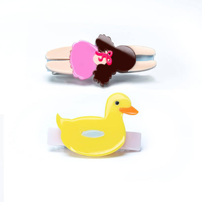 Alligator Hair Clips | Swimming Girl & Duck Float | Lilies and Roses NY - The Ridge Kids