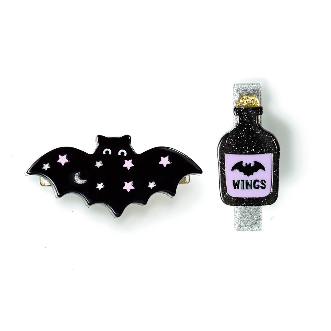 Alligator Hair Clips Set | Halloween Bat Black & Magic Potion Bottle | Lilies & Roses NY - The Ridge Kids