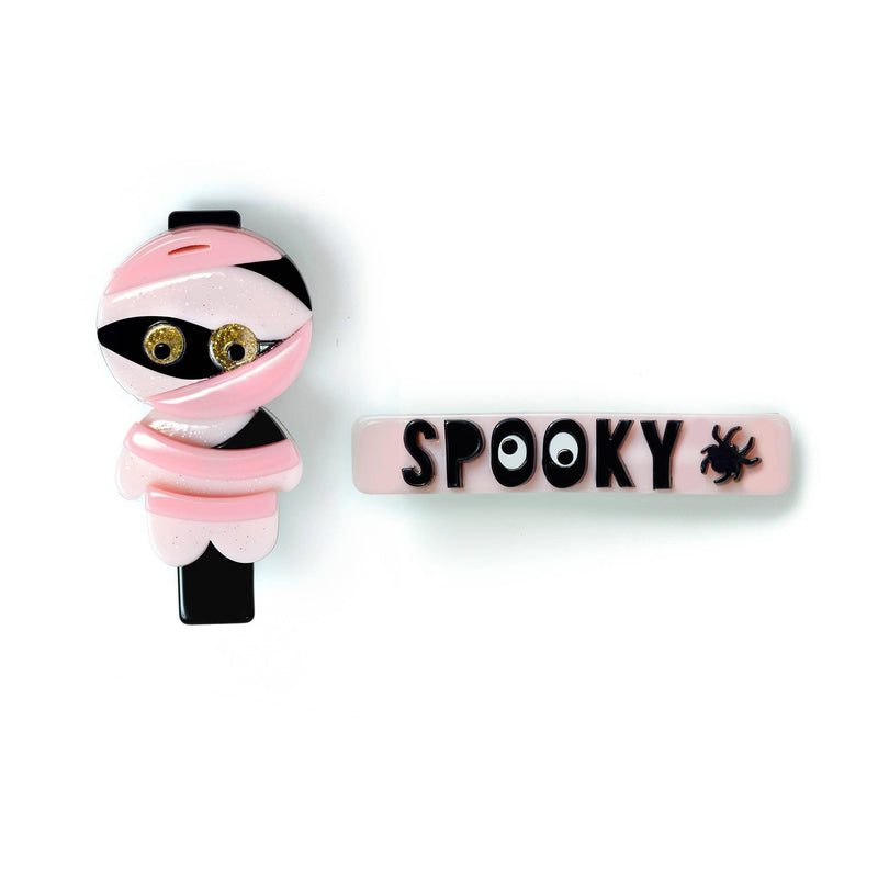 Alligator Hair Clips Set | Halloween Spooky Mummy Pink | Lilies & Roses NY - The Ridge Kids