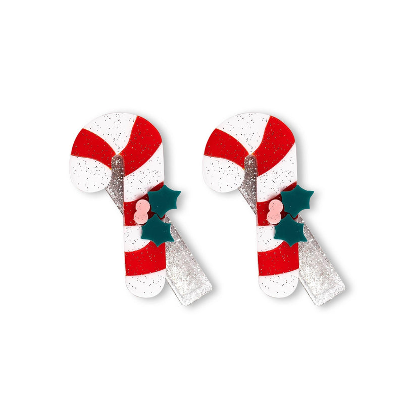Alligator Hair Clips Set | Holiday Candy Cane Red Strips | Lilies & Roses NY - The Ridge Kids