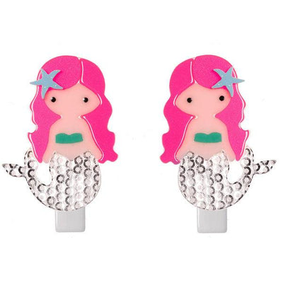 Alligator Hair Clips Set | Mermaids In Neon Pink | Lilies & Roses NY - The Ridge Kids