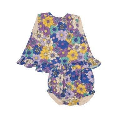 Baby 2 Piece Set | Ruffle Top and Bloomer- Retro Cosmos | Angel Dear - The Ridge Kids