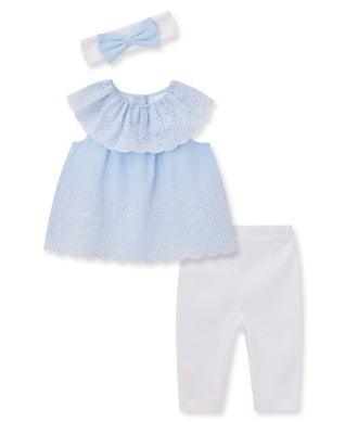 Baby 3 Piece Set | Chambray Eyelet | Little Me - The Ridge Kids