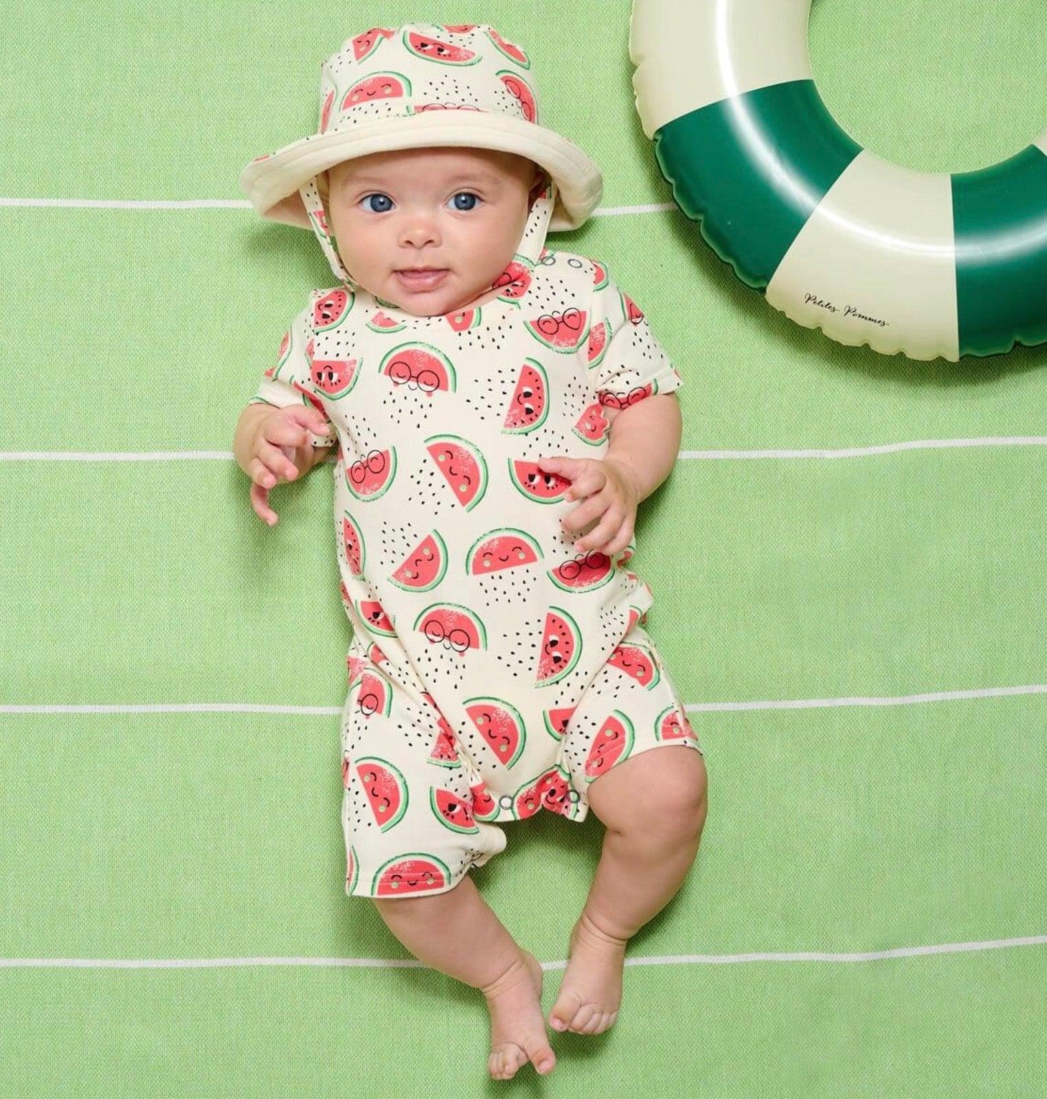 Baby Boy Organic Cotton Shorty Playsuit Watermelon Print The