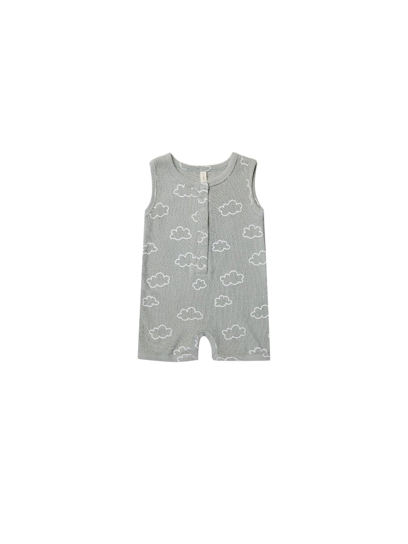 Baby Boy Romper | Henley- Clouds | Quincy Mae - The Ridge Kids