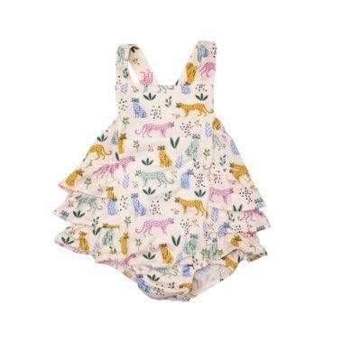 Baby Bubble | Ruffle Sunsuit- Leopard | Angel Dear - The Ridge Kids