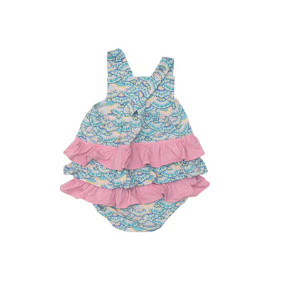 Baby Bubble | Ruffle Sunsuit - Mermaid Scale | Angel Dear - The Ridge Kids