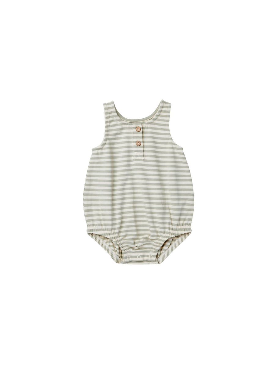 Baby Bubble | Sleeveless - Pistachio Stripe | Quincy Mae - The Ridge Kids