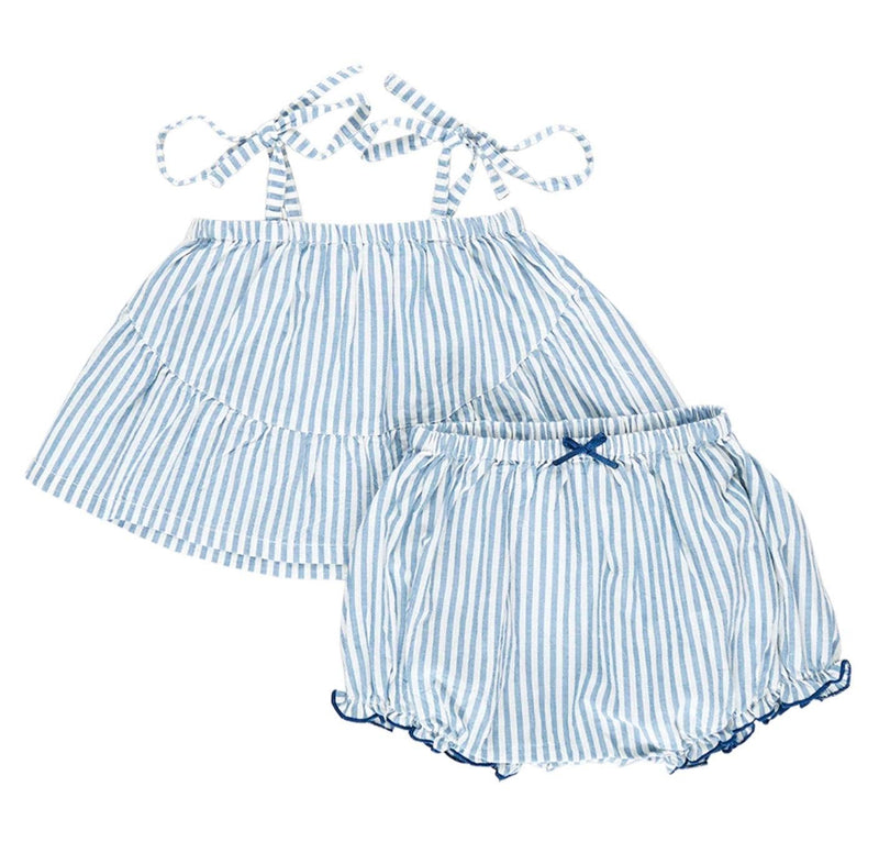 Baby Girl 2 Piece Set | Stella - Blue Skinny Stripe | Pink Chicken - The Ridge Kids