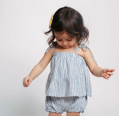 Baby Girl 2 Piece Set | Stella - Blue Skinny Stripe | Pink Chicken - The Ridge Kids