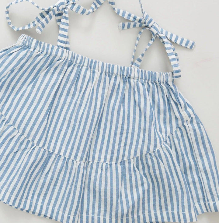 Baby Girl 2 Piece Set | Stella - Blue Skinny Stripe | Pink Chicken - The Ridge Kids