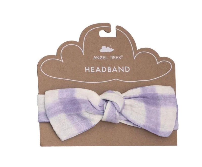 Baby Girl Accessories | Lavender Rose & Gingham Headband | Angel Dear - The Ridge Kids