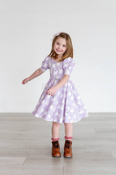 Baby Girl Dress | Halloween- Purple Girly Ghost | Ollie Jay - The Ridge Kids