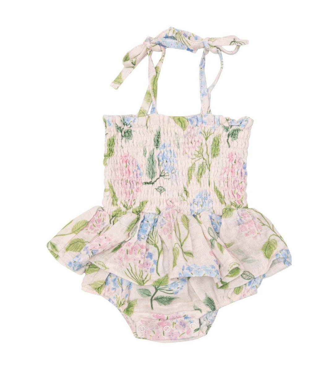 Baby Girl | Cotton Smocked Bubble with Skirt in Colorful Hydrangeas | Angel Dear - The Ridge Kids