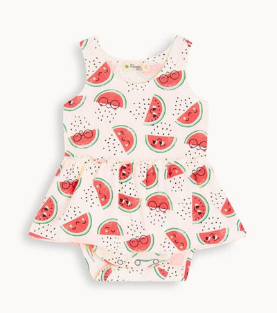 Baby Girl Organic Cotton Bodysuit with Skirt | Watermelon Print | The Bonnie Mob - The Ridge Kids