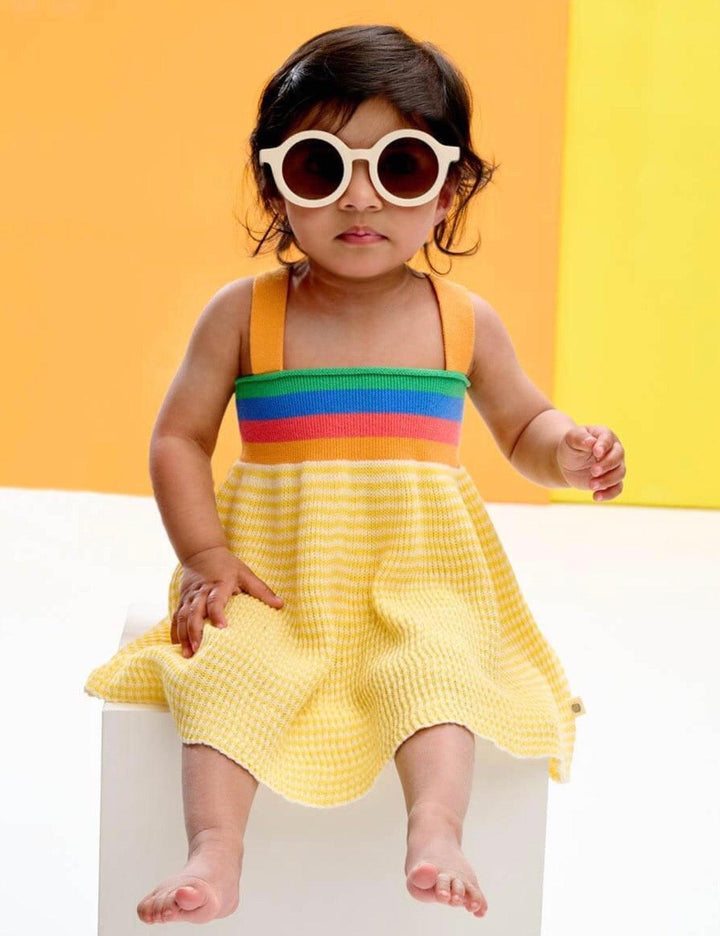 Baby Girl Organic Cotton Knitted Sun Dress | Yellow | The Bonnie Mob - The Ridge Kids