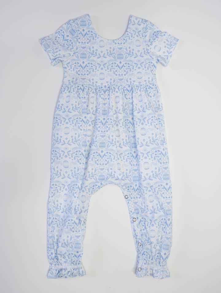 Baby Girl Romper |Rosie Romper- Blue Bunnies | Ollie Jay - The Ridge Kids