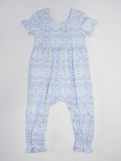 Baby Girl Romper |Rosie Romper- Blue Bunnies | Ollie Jay - The Ridge Kids