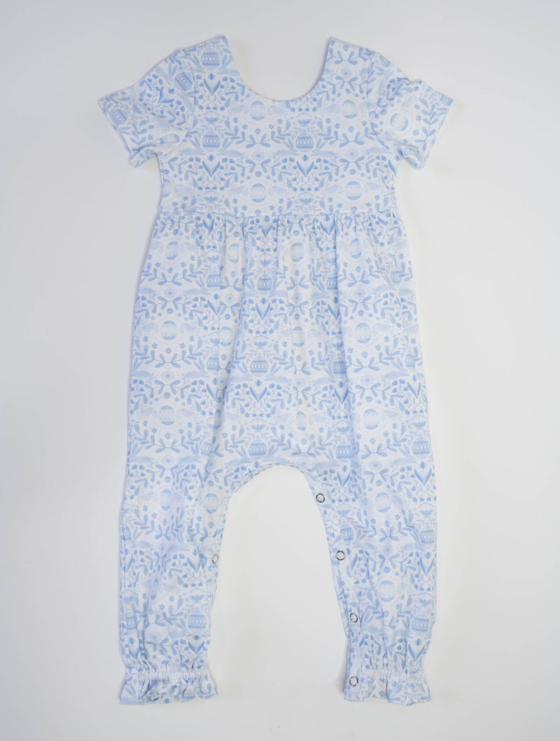 Baby Girl Romper |Rosie Romper- Blue Bunnies | Ollie Jay - The Ridge Kids