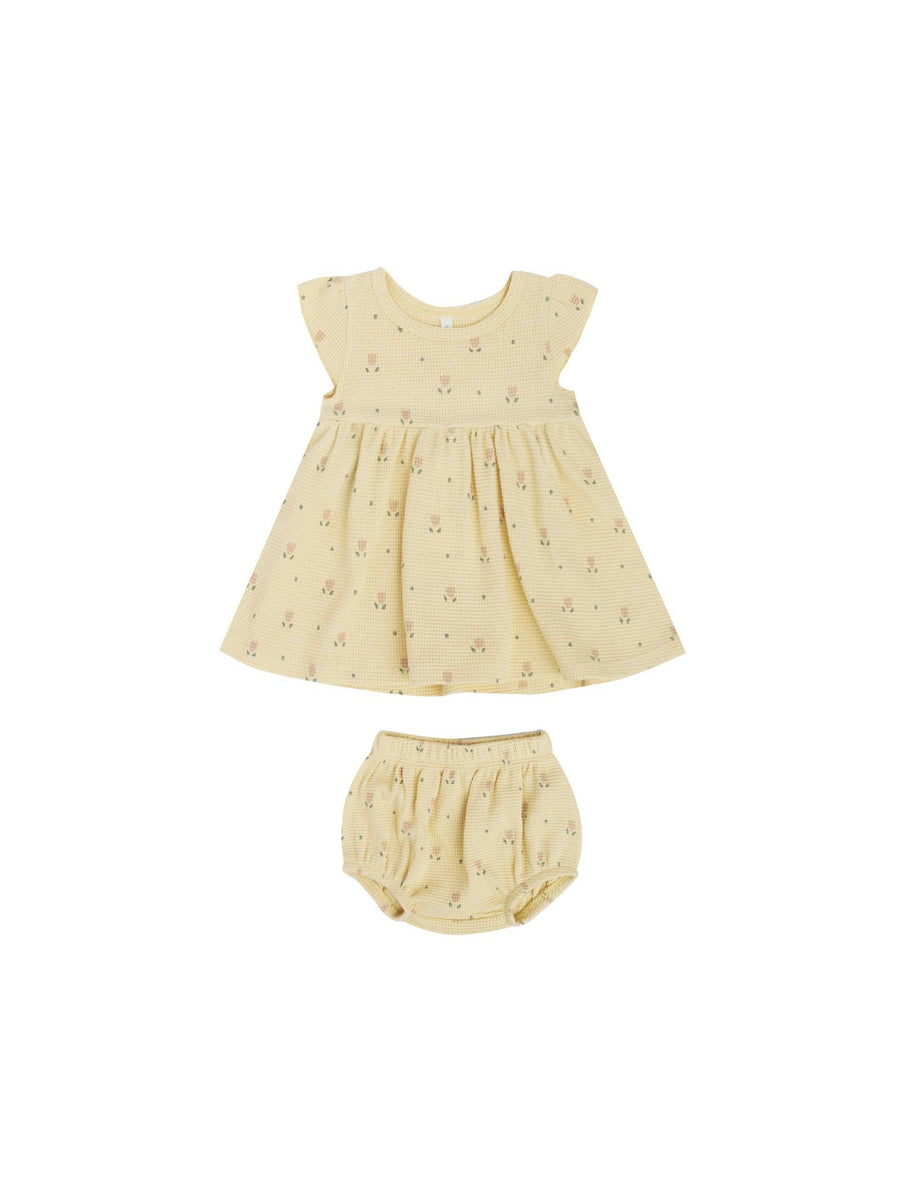 Baby Girl Waffle Flutter Sleeve Dress | Dutch Floral | Quincy Mae - The Ridge Kids