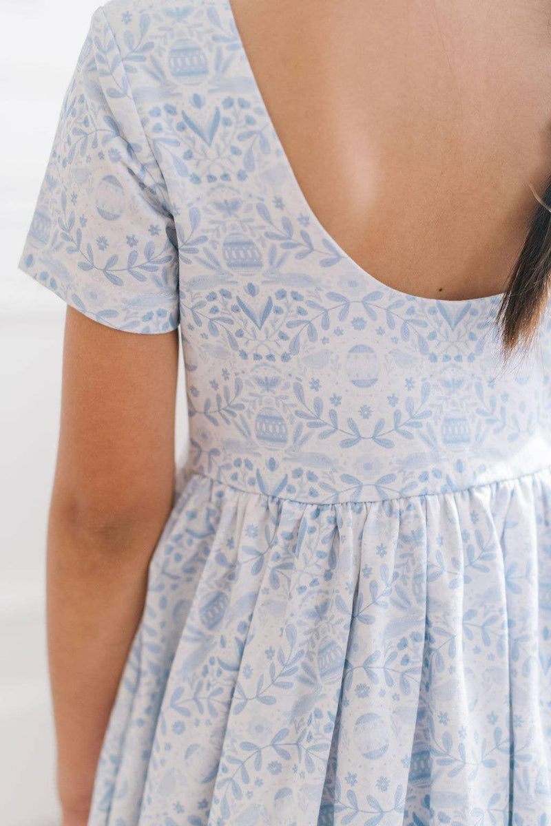 Baby Girls Dress |Classic Twirl -Blue Bunnies| Ollie Jay - The Ridge Kids