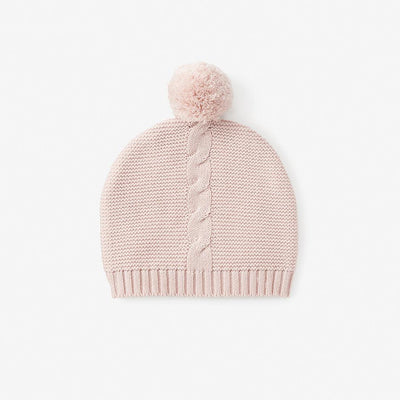 Baby Hat | Garter Knit Pom Pom- Blush | Elegant Baby - The Ridge Kids