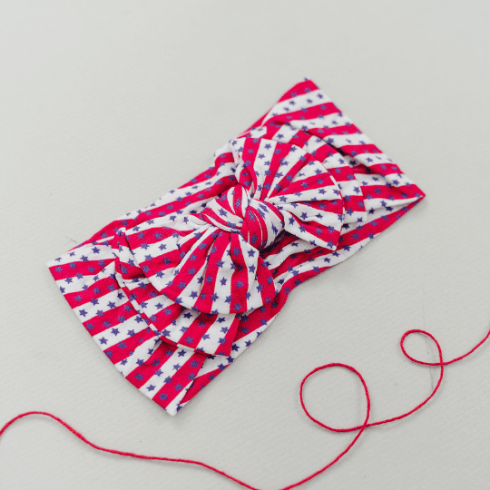 Baby Headband | Patriotic Stars and Stripes Double Bow | Golden Dot Lane - The Ridge Kids