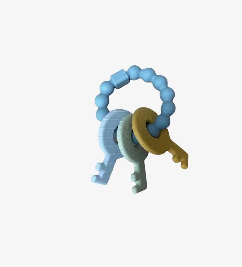 Baby Toy Key Teether Rattle | Slate | Three Hearts Modern Teething Accessories - The Ridge Kids