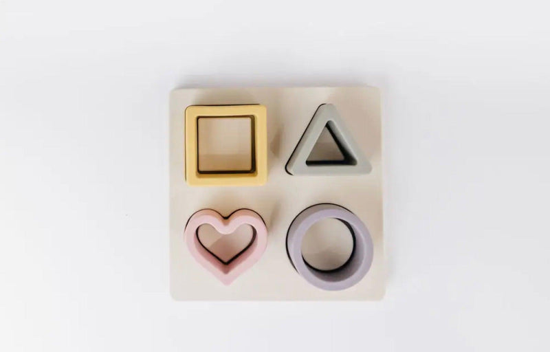 Baby Toys Silicone Shape Puzzle | Mauve | Three Hearts Modern Teething Accessories - The Ridge Kids