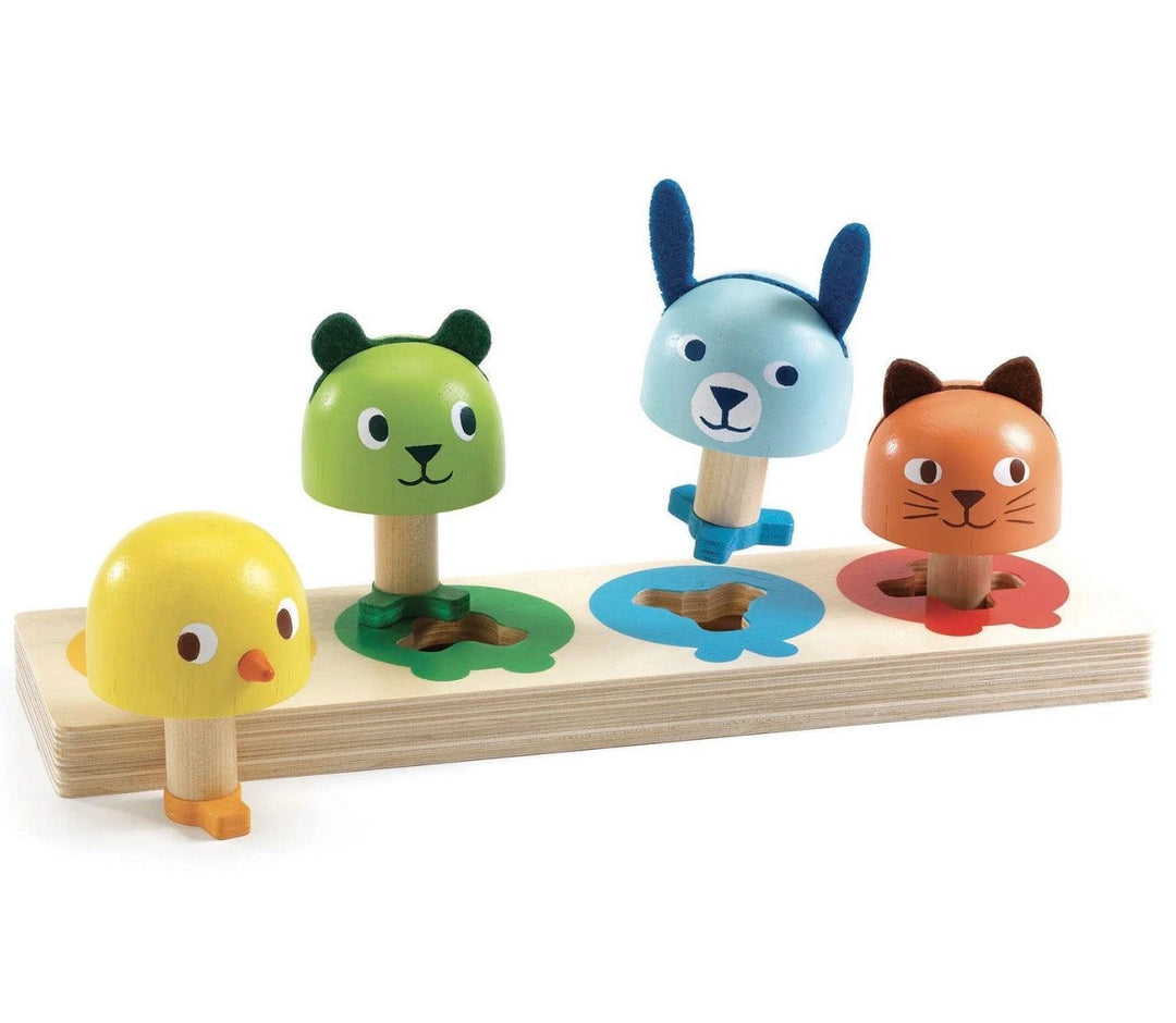 Baby Wooden Toys | Tourniki Wooden Peg Animal Shape Sorter | Djeco - The Ridge Kids