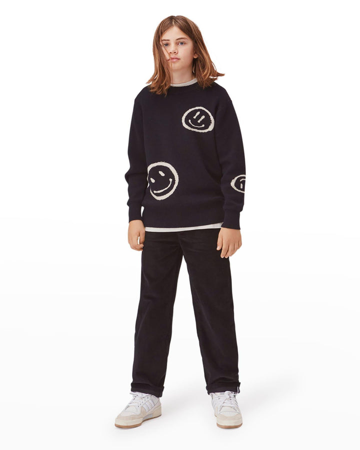 Bello Knit Smiley Sweater | Black | Molo - The Ridge Kids