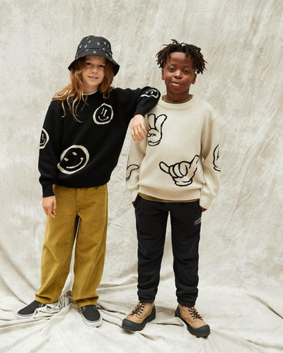 Bello Knit Smiley Sweater | Black | Molo - The Ridge Kids